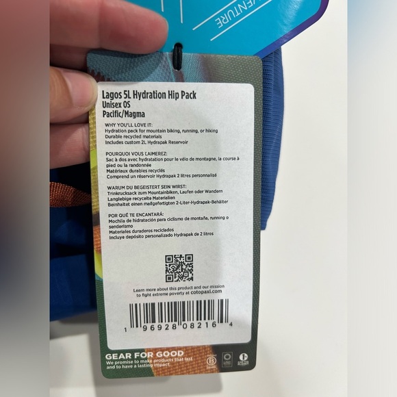 Cotopaxi Lagos 5L Hiking Hydration Hip Pack Pacific Magma Blue Orange NWT - Picture 4 of 11